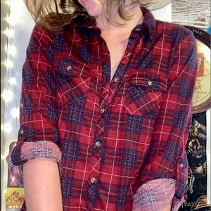 Red and Blue Button Down Flannel